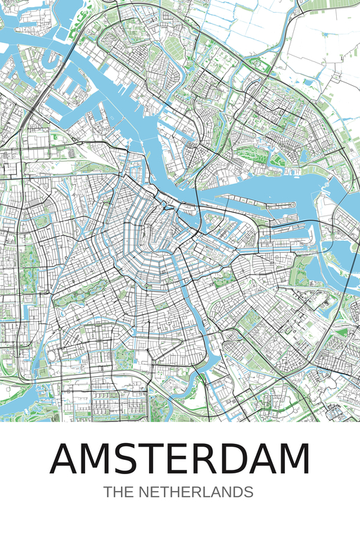 Amsterdam framed poster - Green Black White