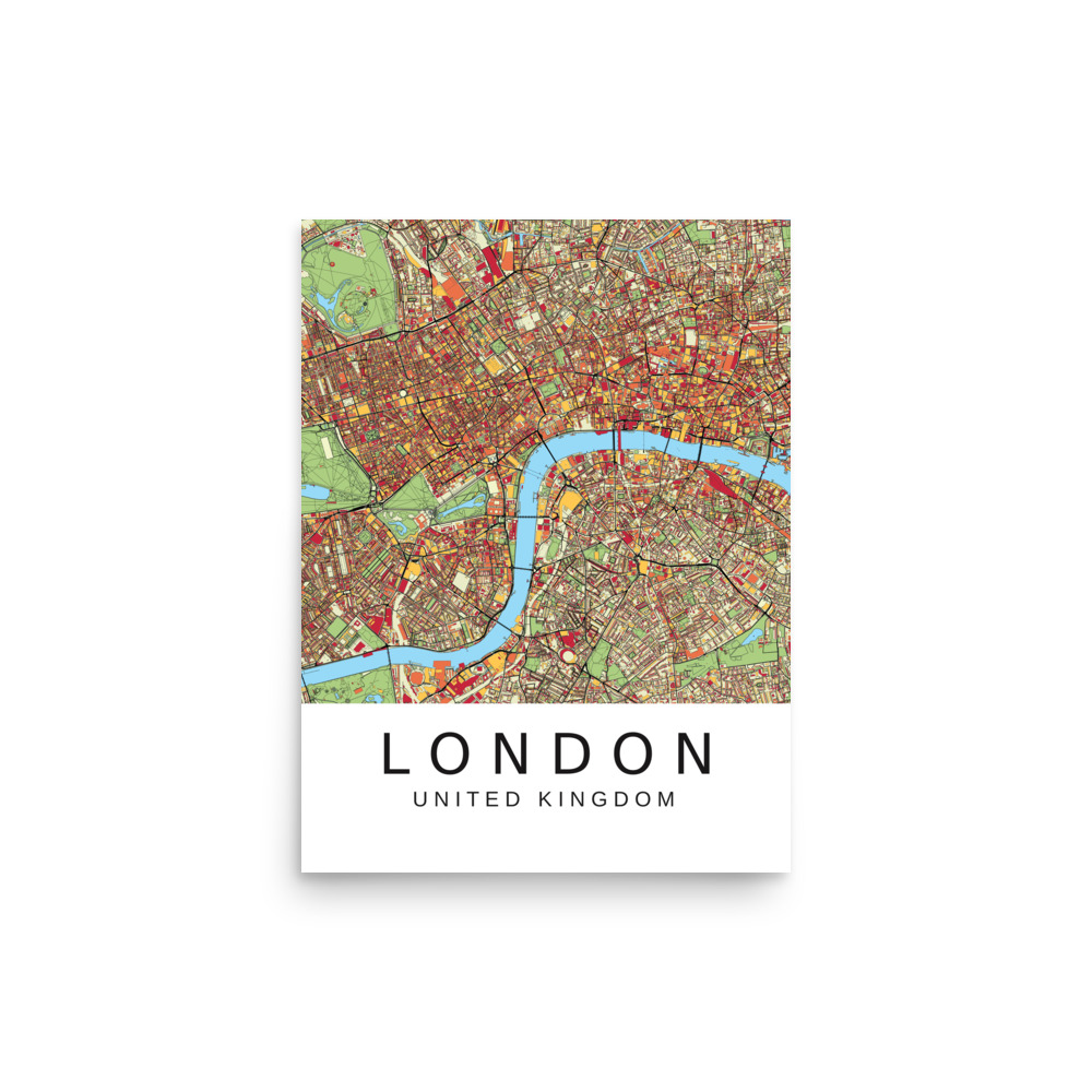 Poster - London UK - Artistic Map - Colourful-Jazzy - Image 3