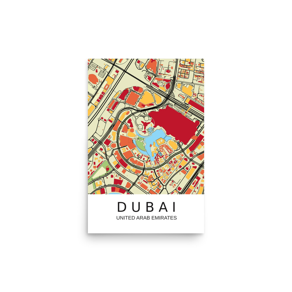 Poster - Dubai UAE - Artistic Map - Colourful-Jazzy - Image 4