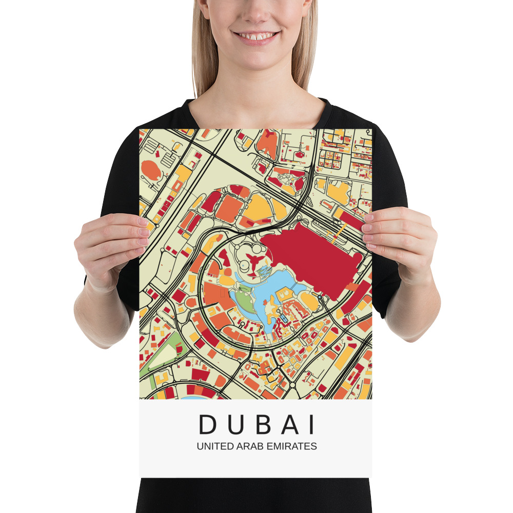 Poster - Dubai UAE - Artistic Map - Colourful-Jazzy - Image 9