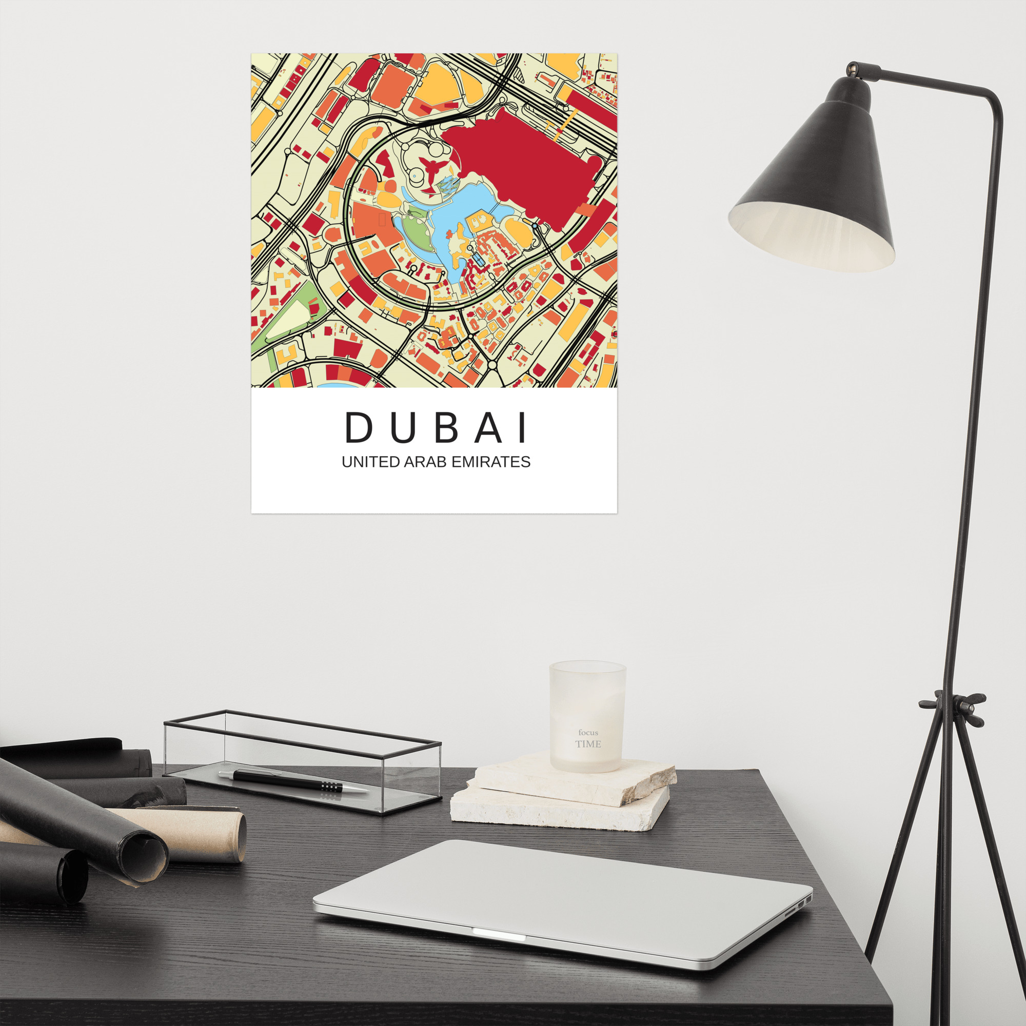 Poster - Dubai UAE - Artistic Map - Colourful-Jazzy - Image 10