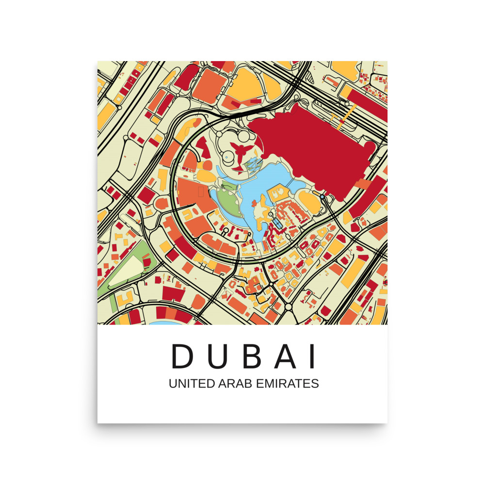 Poster - Dubai UAE - Artistic Map - Colourful-Jazzy - Image 5
