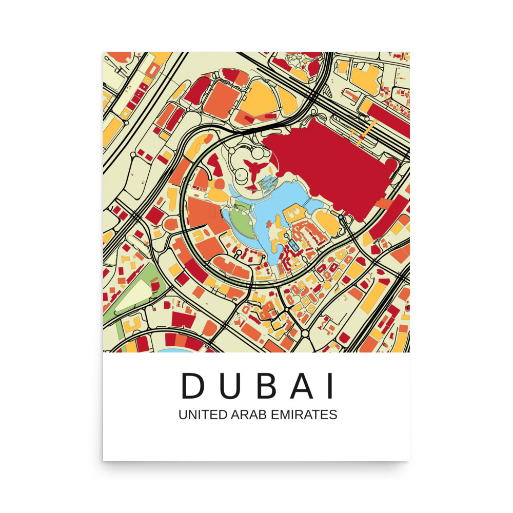 Poster - Dubai UAE - Artistic Map - Colourful-Jazzy - Image 6