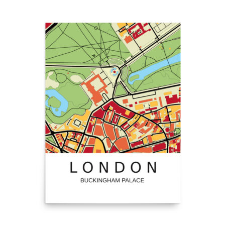 Poster - Buckingham Palace UK - Artistic Map - Colourful-Jazzy