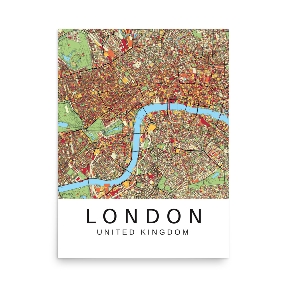 Poster - London UK - Artistic Map - Colourful-Jazzy - Image 6