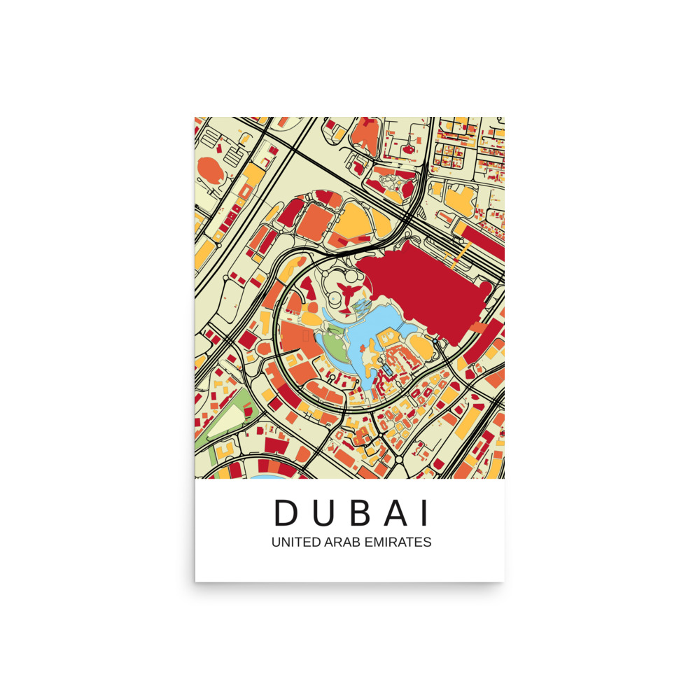 Poster - Dubai UAE - Artistic Map - Colourful-Jazzy - Image 7