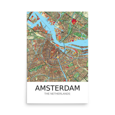 Poster - Amsterdam - Artistic Map - Colourful-Jazzy