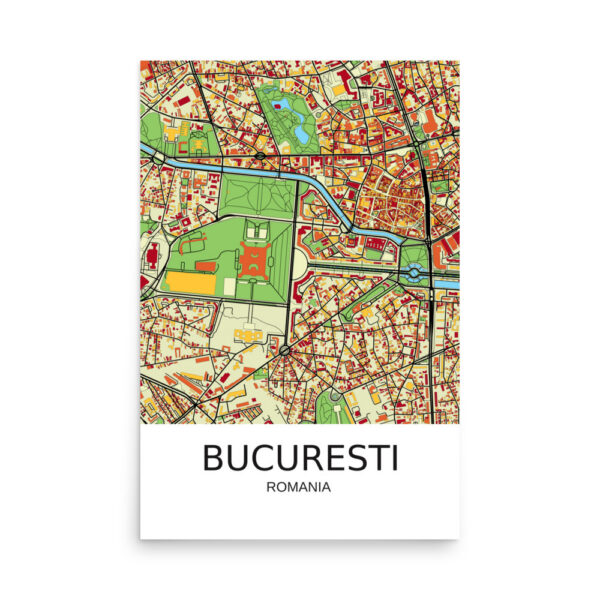 Bucharest, Romania - Instant Download - Portrait - High Resolution Printable Map - Colourful-Jazzy