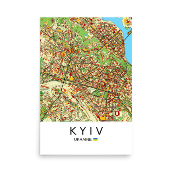 Poster - Kyiv Ukraine - Artistic Map - Colourful-Jazzy