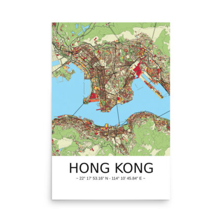 Poster - Hong Kong - Artistic Map - Colourful-Jazzy