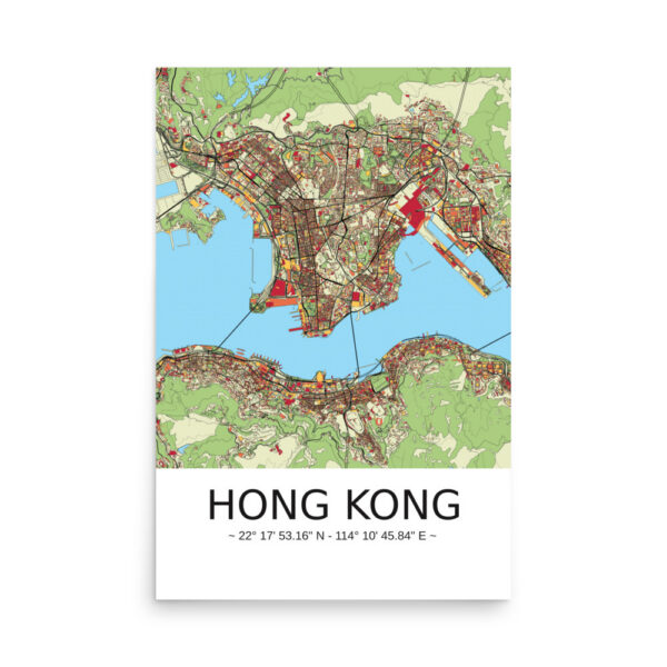 Poster - Hong Kong - Artistic Map - Colourful-Jazzy