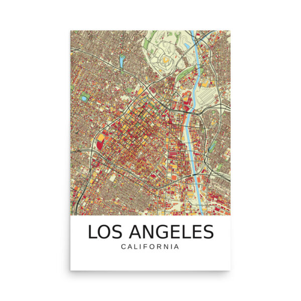 Poster - Los Angeles USA - Artistic Map - Colourful-Jazzy