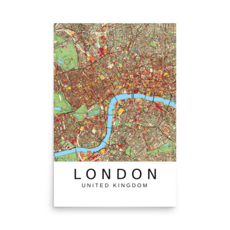 Poster - London UK - Artistic Map - Colourful-Jazzy