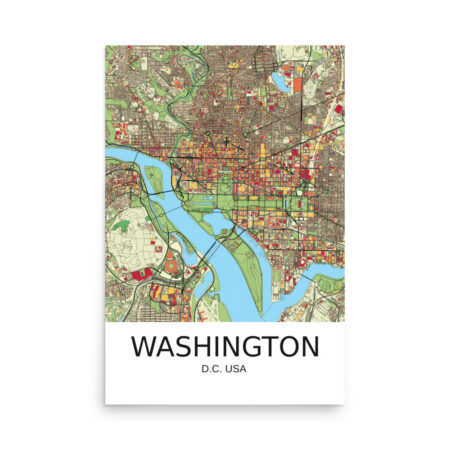 Poster - Washington DC USA - Artistic Map - Colourful-Jazzy