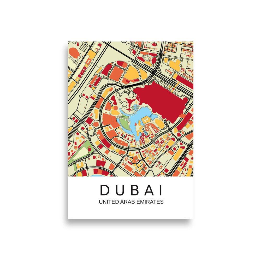Poster - Dubai UAE - Artistic Map - Colourful-Jazzy - Image 8