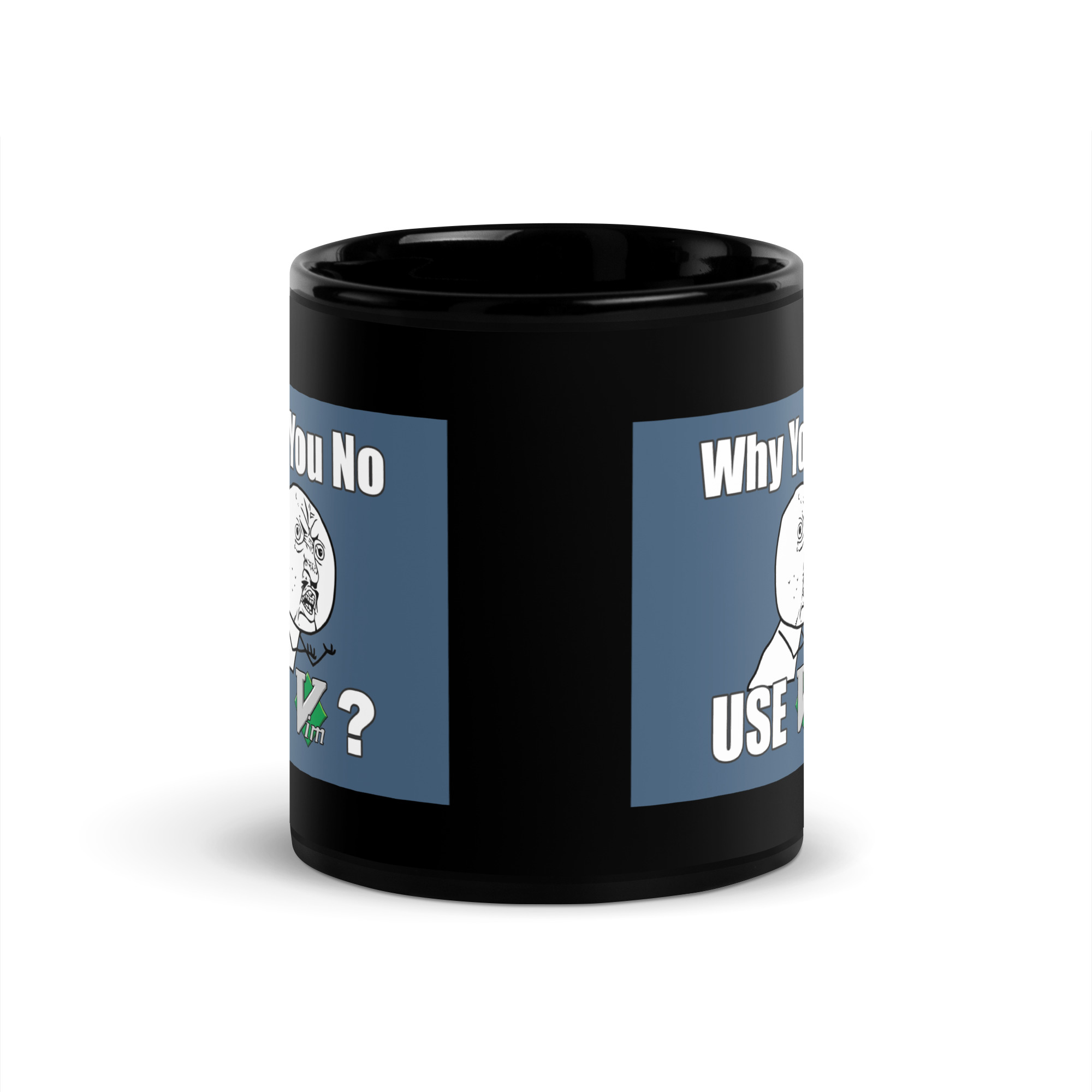 Black Glossy Mug - Why You No Use VIM - Image 3