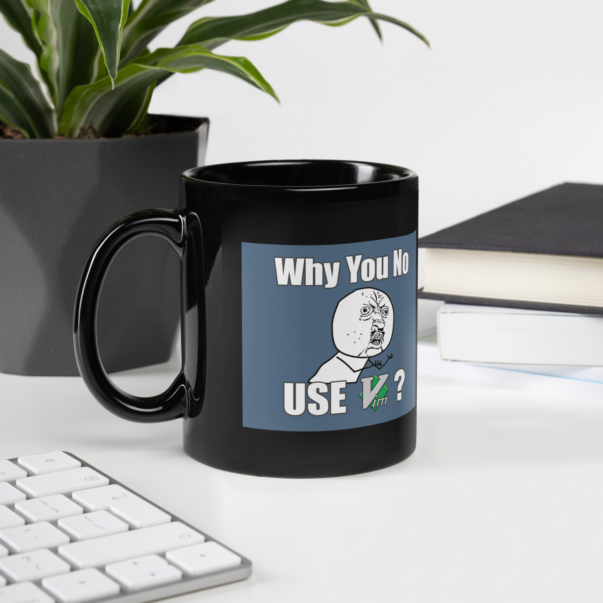 Black Glossy Mug - Why You No Use VIM - Image 9