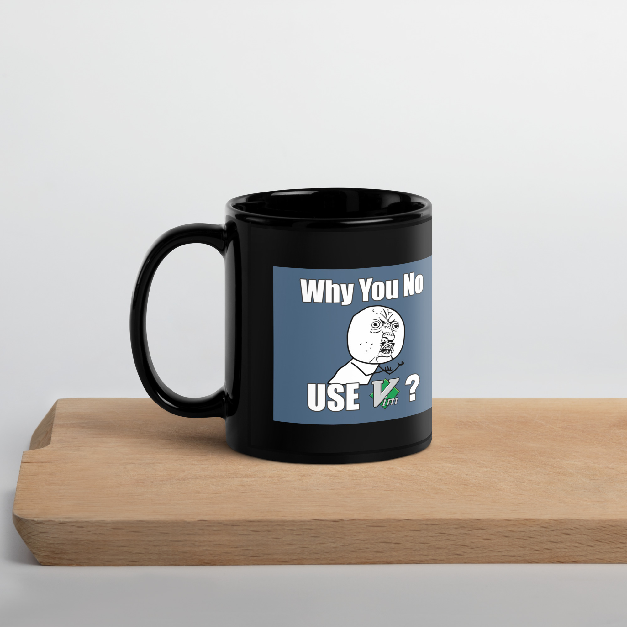 Black Glossy Mug - Why You No Use VIM - Image 11