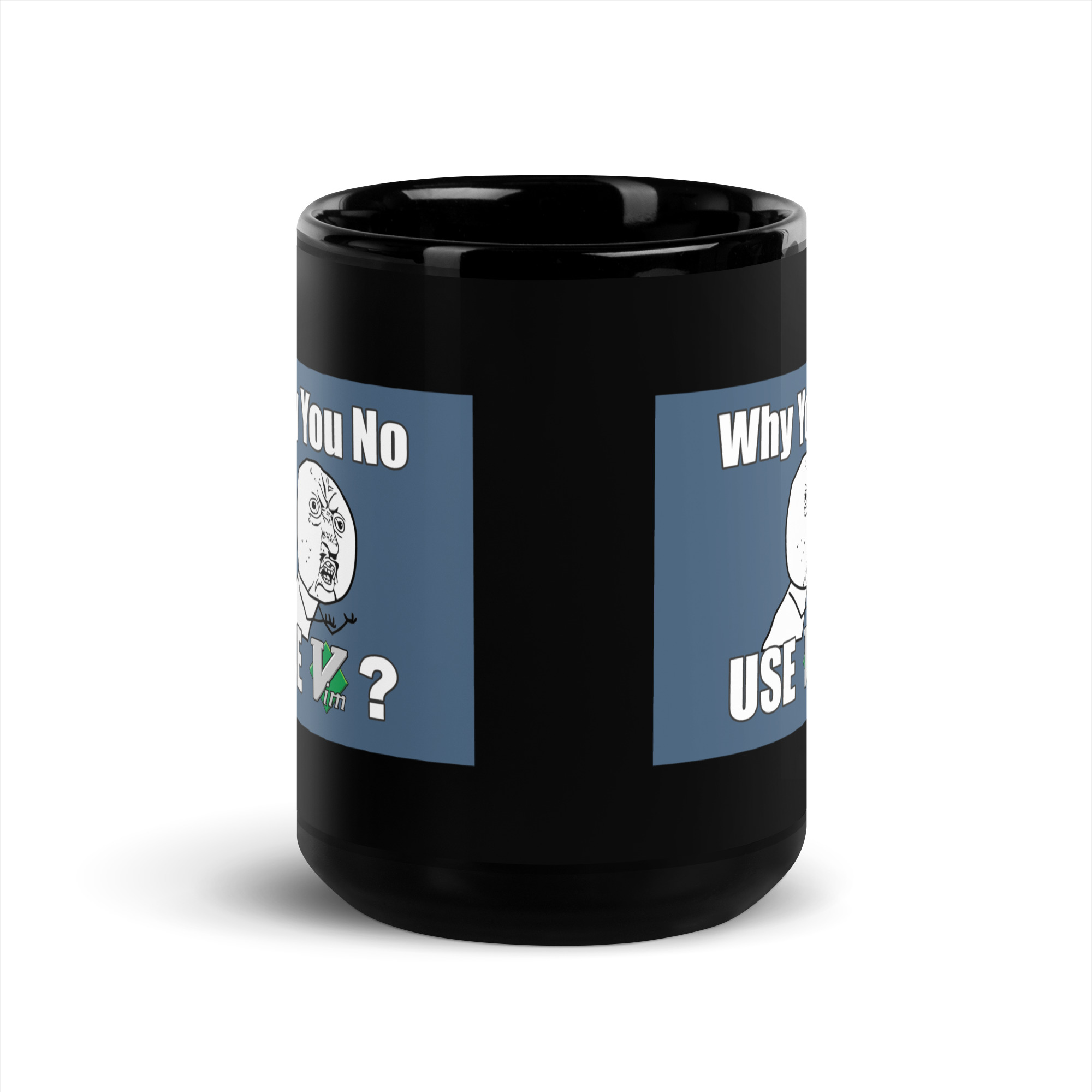 Black Glossy Mug - Why You No Use VIM - Image 5