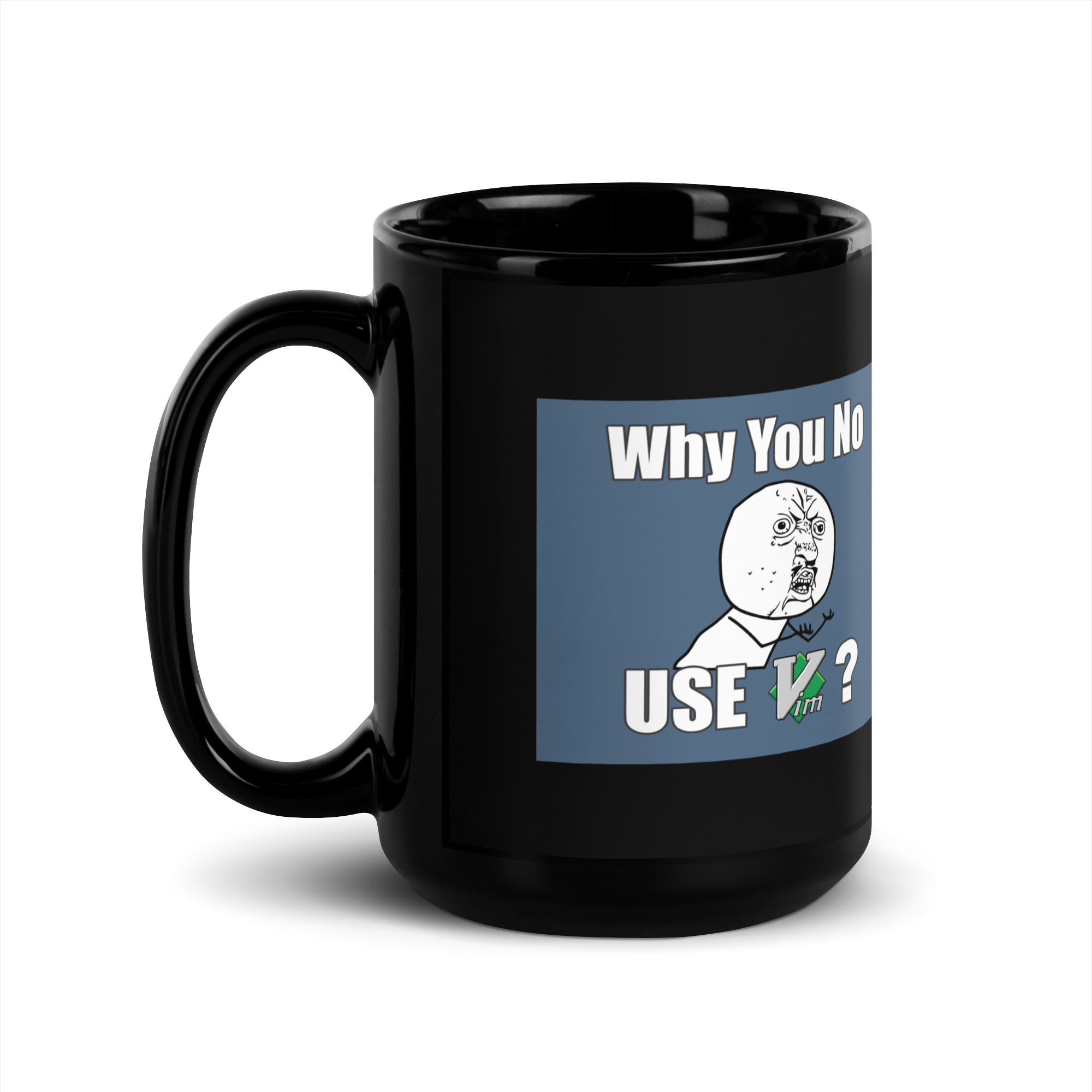Black Glossy Mug - Why You No Use VIM - Image 6