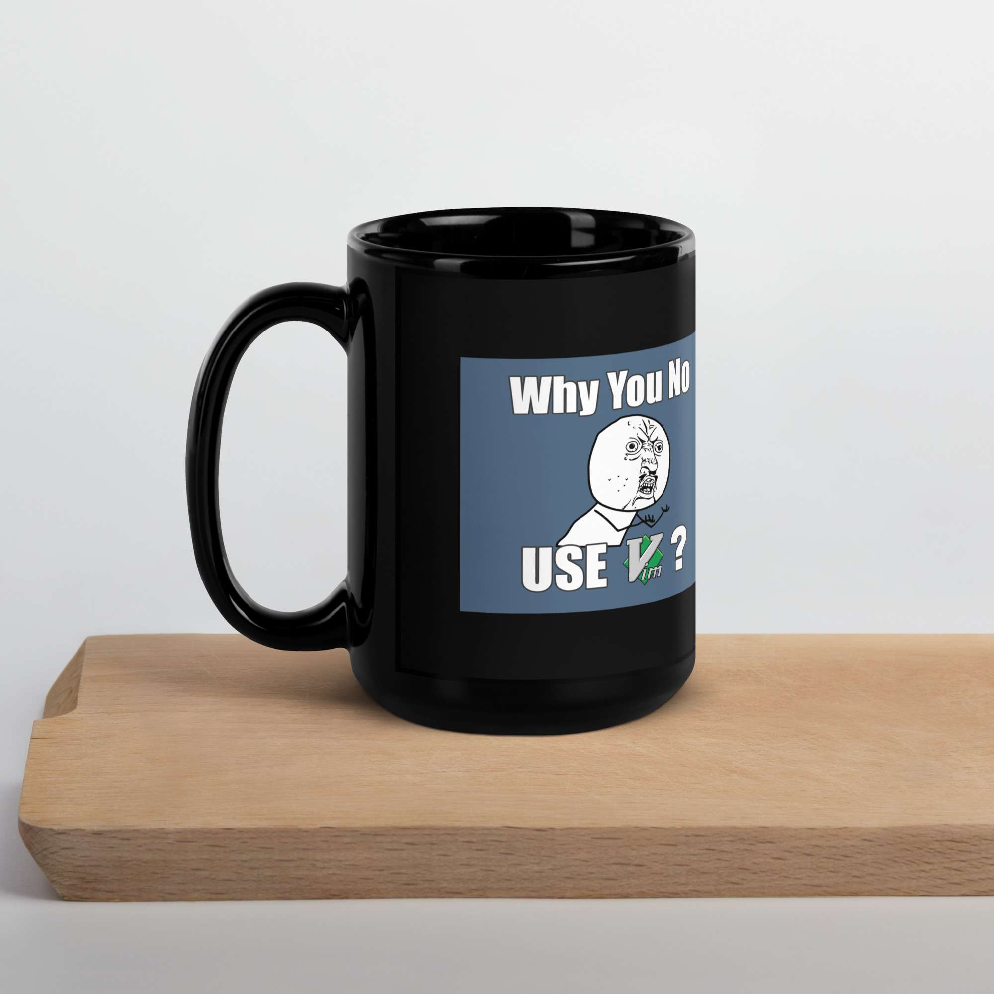 Black Glossy Mug - Why You No Use VIM - Image 12