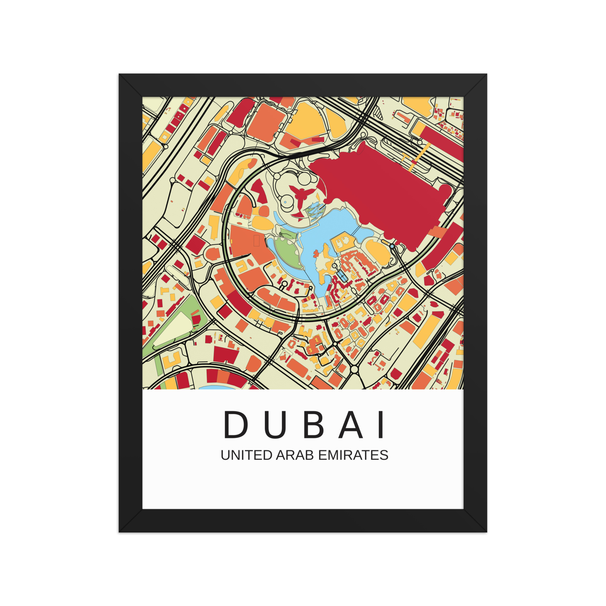 Framed Poster - Dubai UAE - Artistic Map - Colourful-Jazzy - Image 2