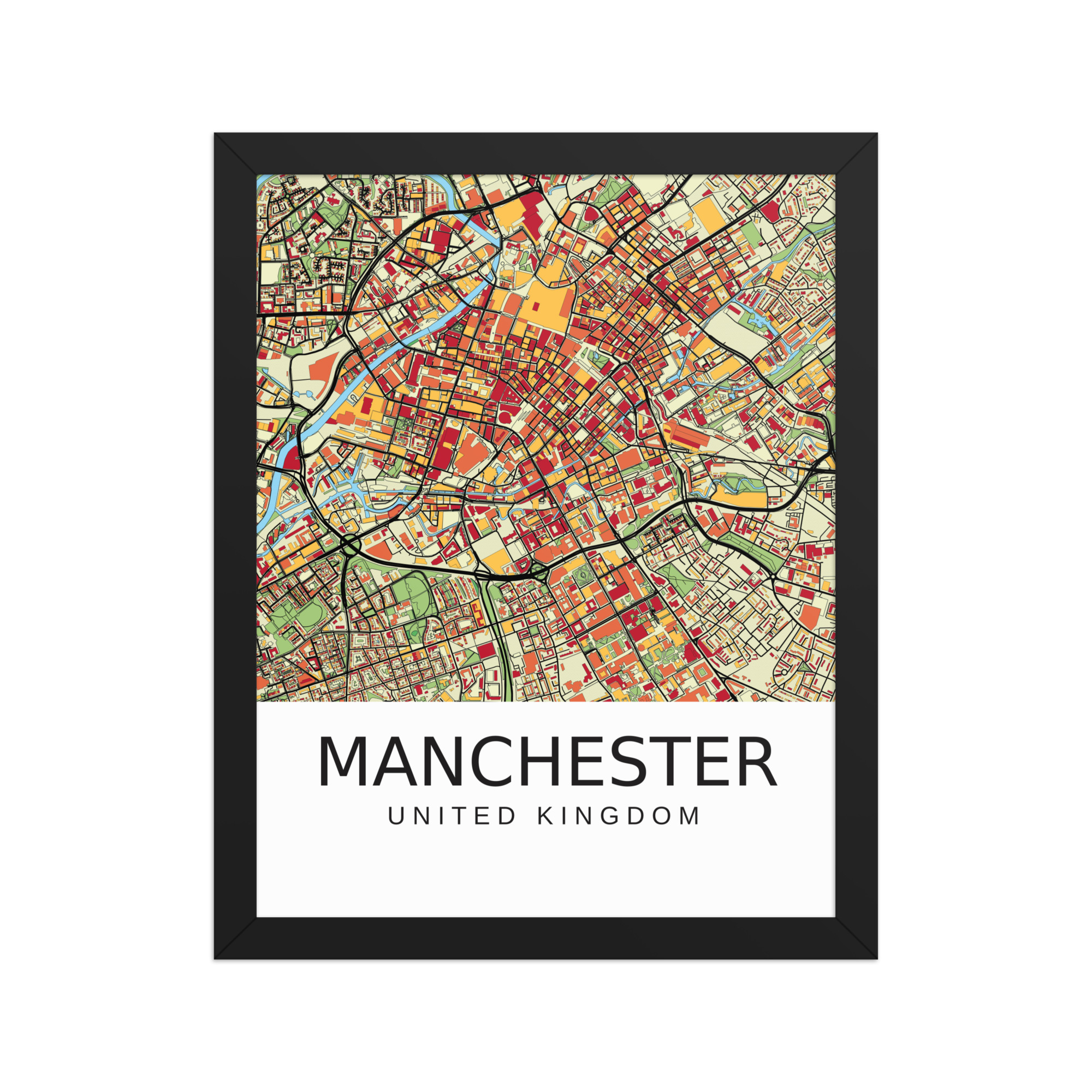Framed Poster - Manchester UK - Artistic Map - Colourful-Jazzy - Image 2
