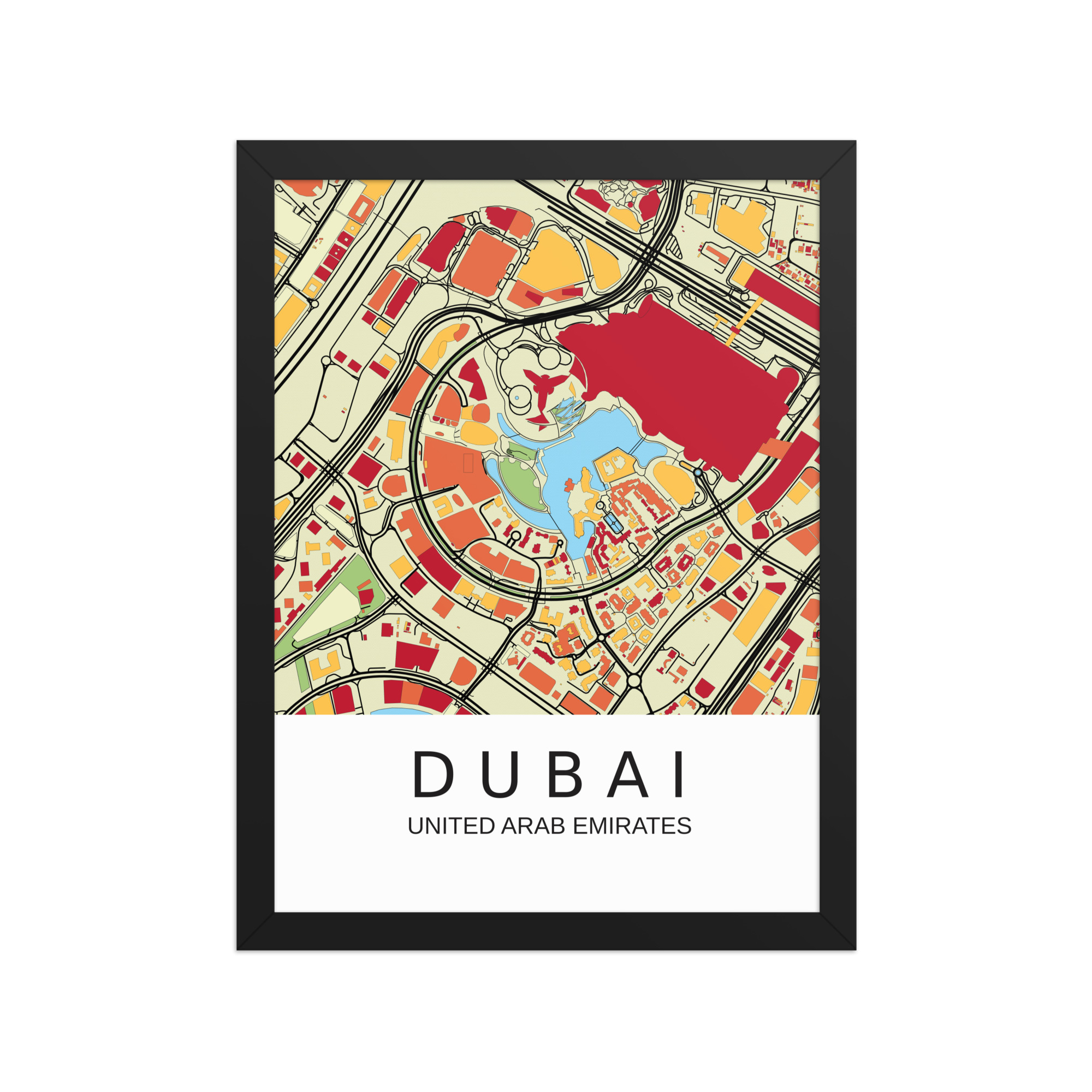 Framed Poster - Dubai UAE - Artistic Map - Colourful-Jazzy - Image 4