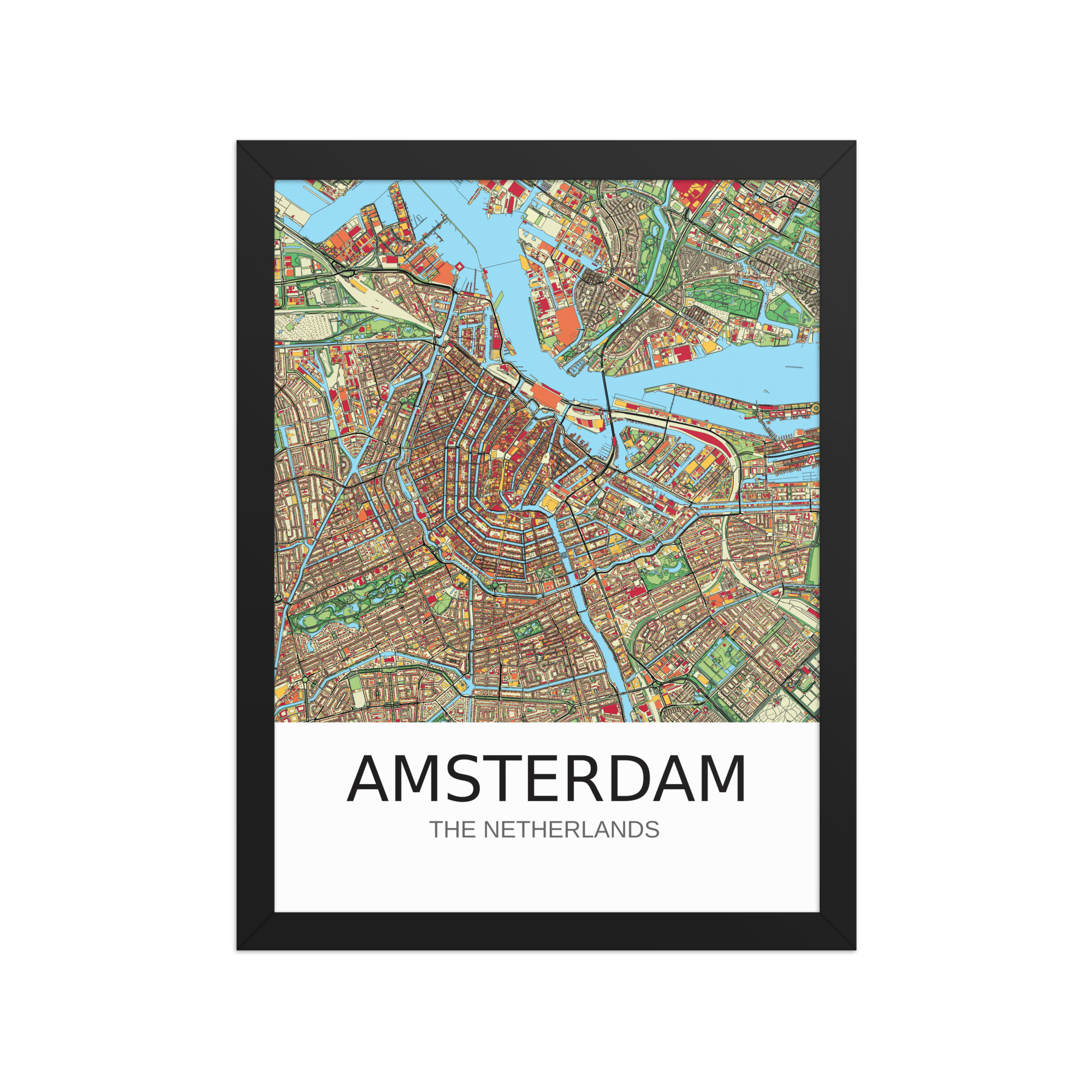 Framed Poster - Amsterdam NL - Artistic Map - Colourful-Jazzy - Image 4