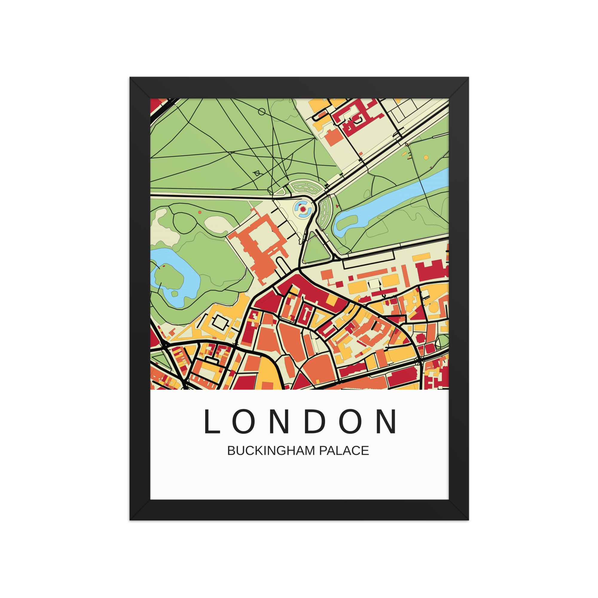 Framed Poster - Buckingham Palace London UK - Artistic Map - Colourful-Jazzy - Image 4