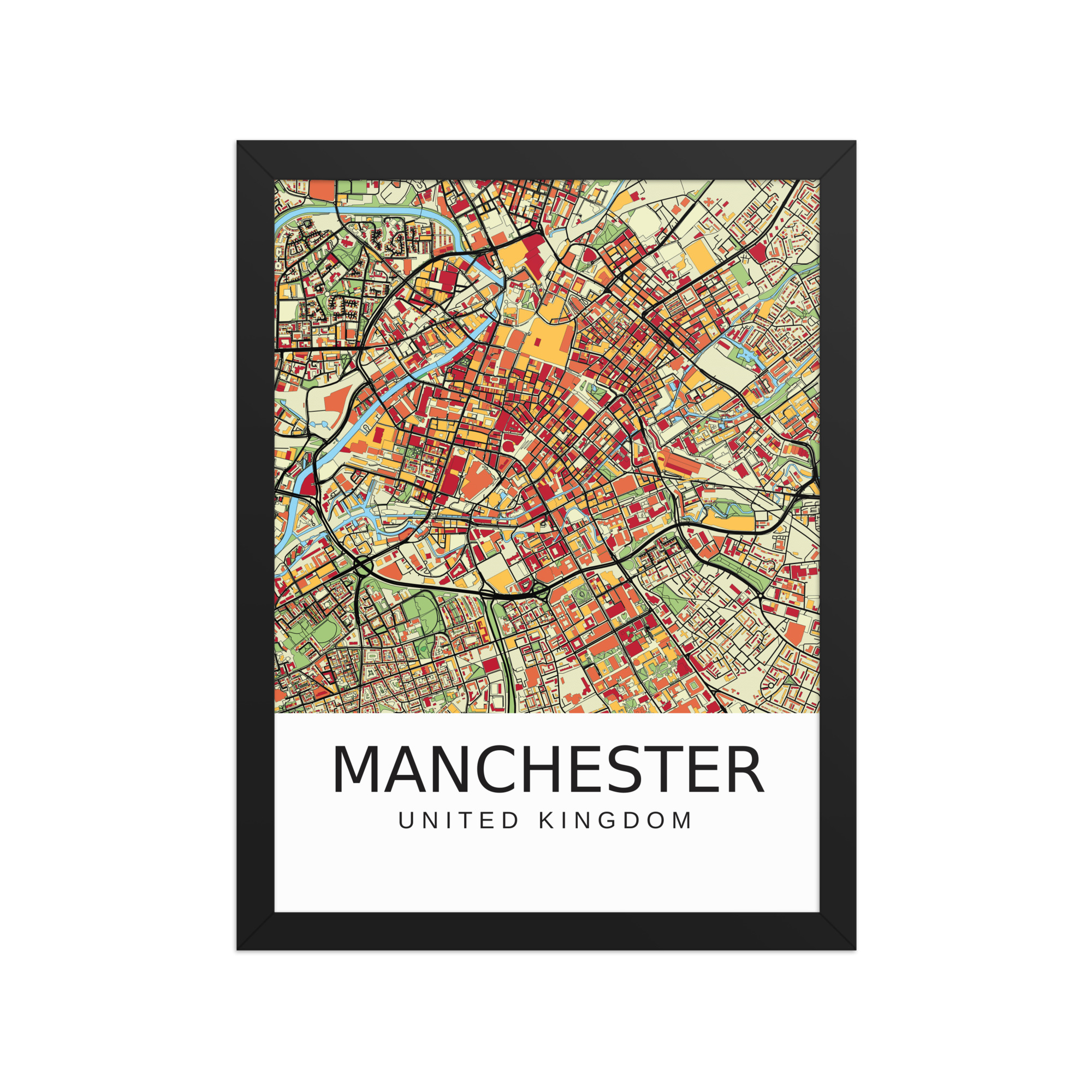 Framed Poster - Manchester UK - Artistic Map - Colourful-Jazzy - Image 4