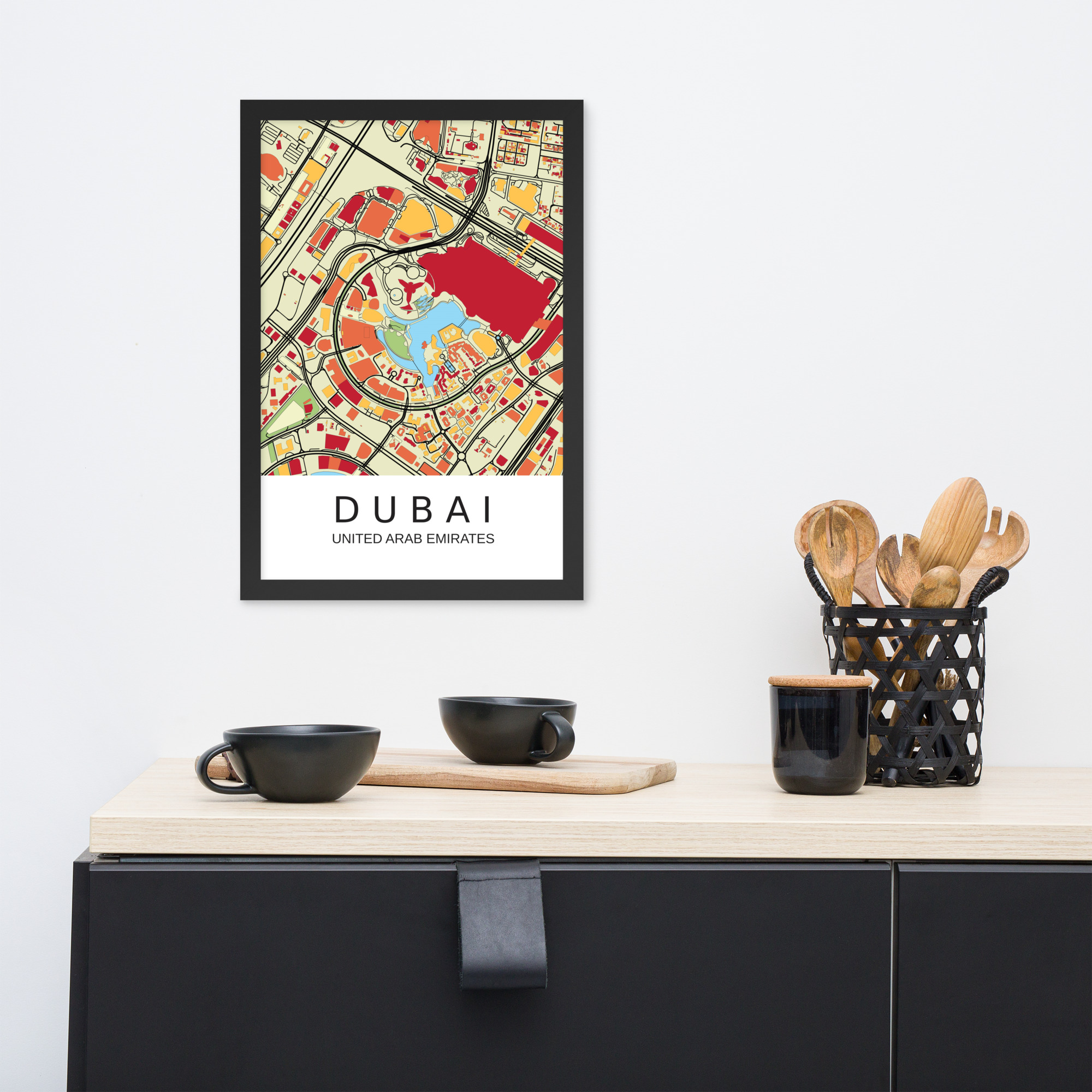 Framed Poster - Dubai UAE - Artistic Map - Colourful-Jazzy - Image 15