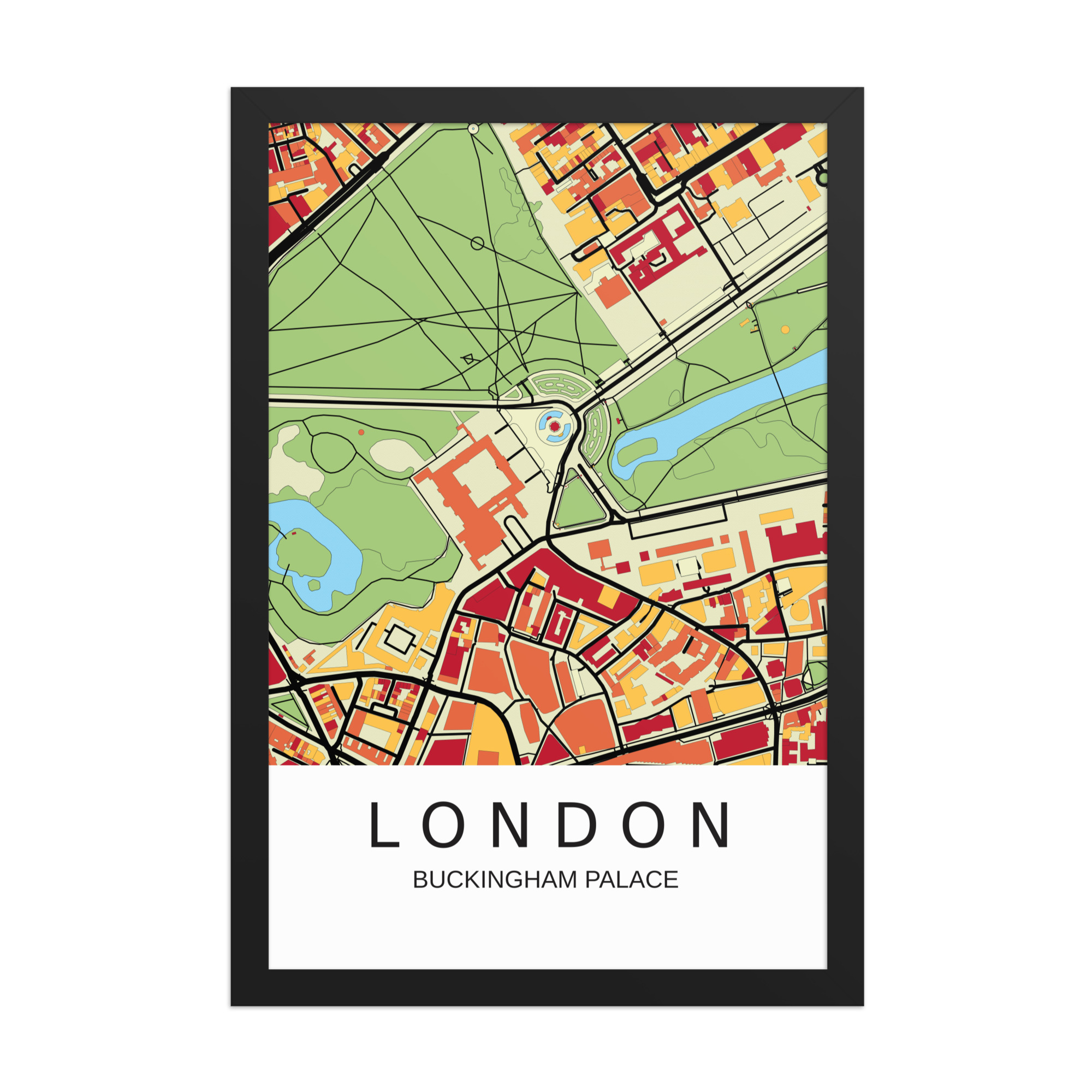 Framed Poster - Buckingham Palace London UK - Artistic Map - Colourful-Jazzy - Image 6