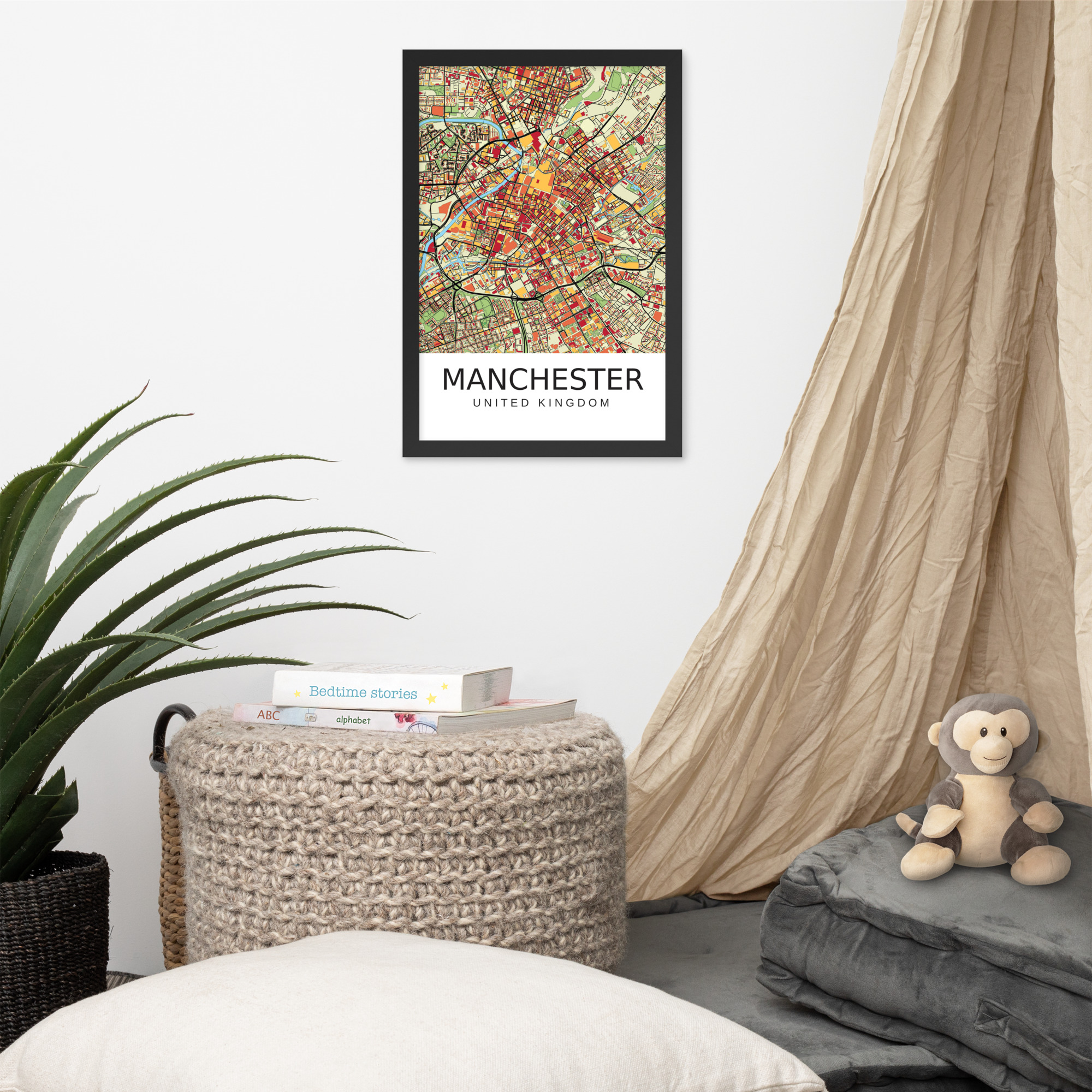 Framed Poster - Manchester UK - Artistic Map - Colourful-Jazzy - Image 15
