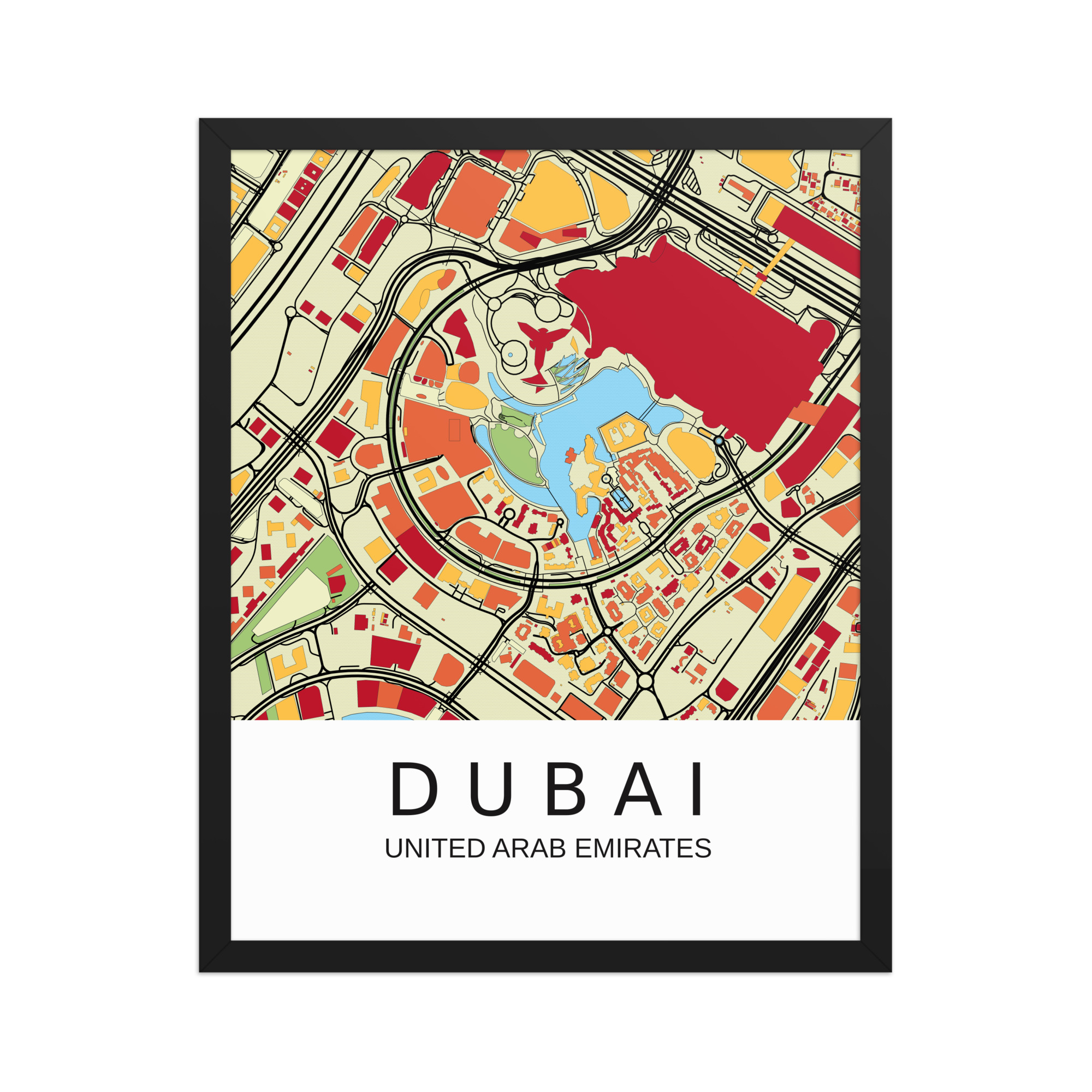 Framed Poster - Dubai UAE - Artistic Map - Colourful-Jazzy - Image 8