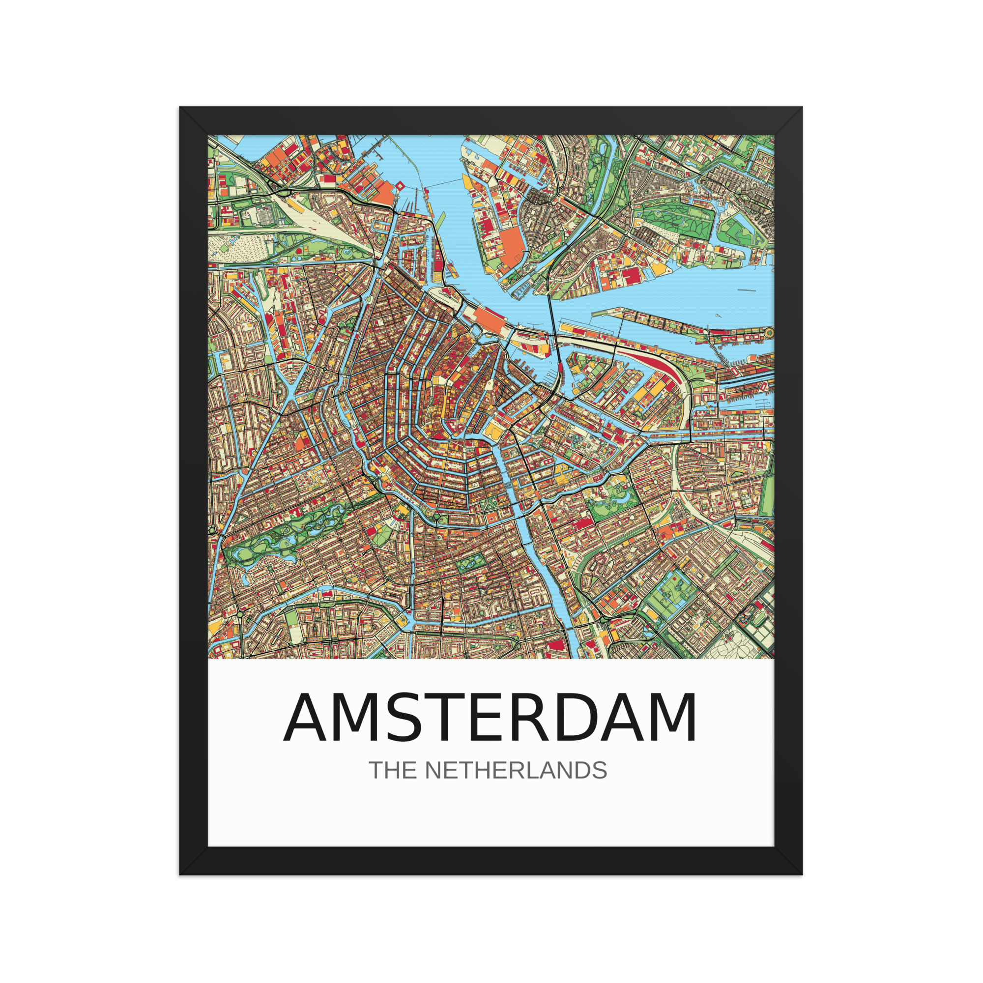 Framed Poster - Amsterdam NL - Artistic Map - Colourful-Jazzy - Image 8