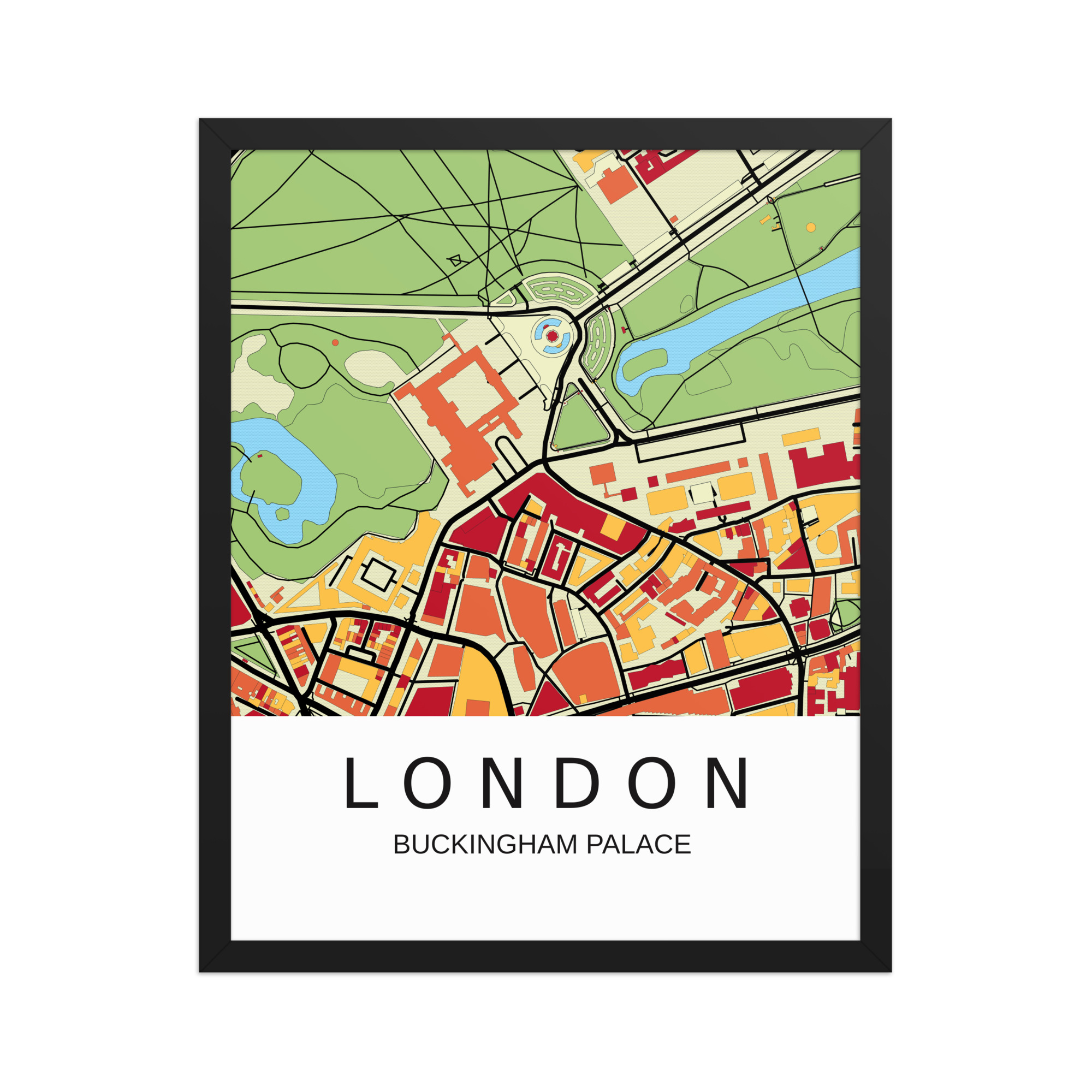 Framed Poster - Buckingham Palace London UK - Artistic Map - Colourful-Jazzy - Image 8