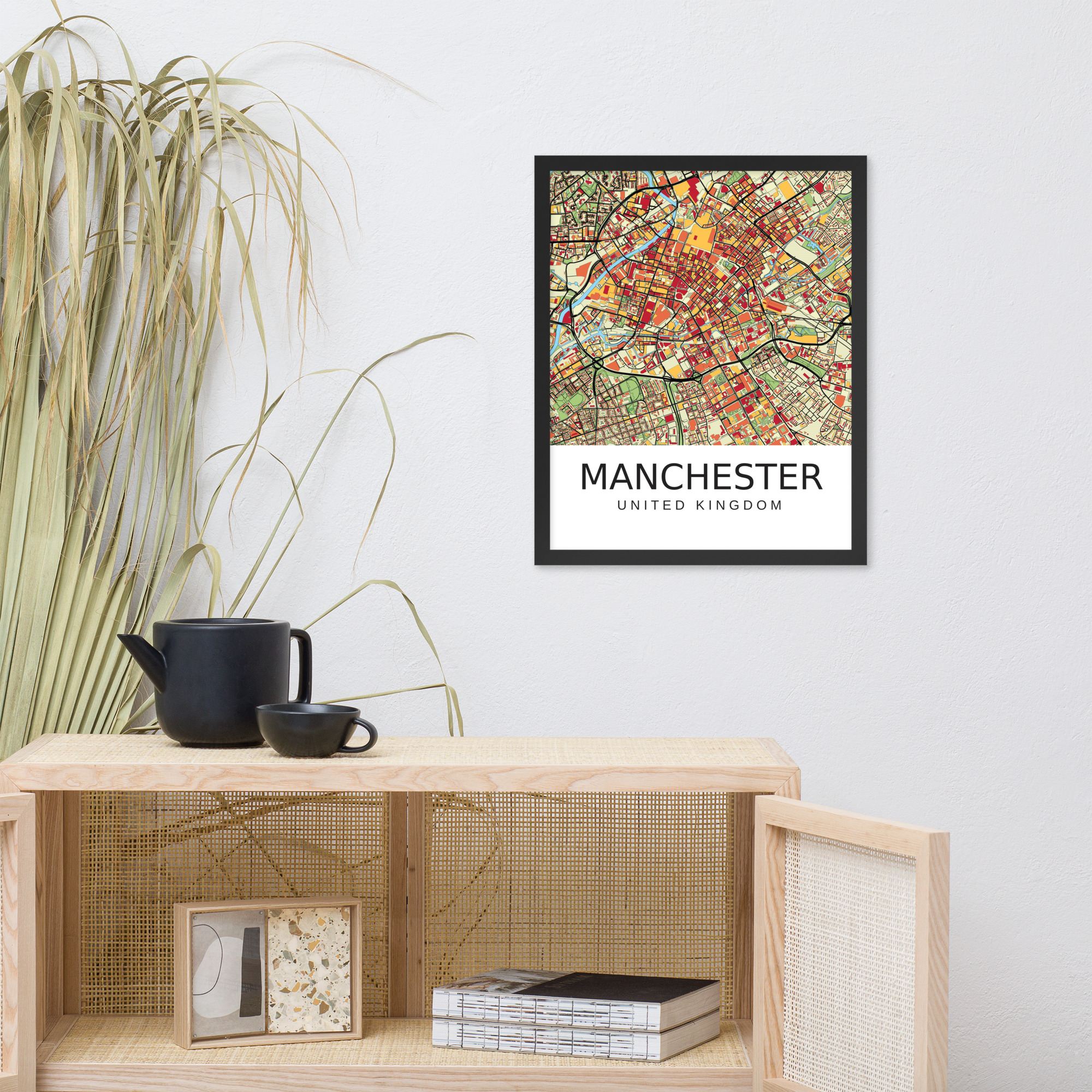 Framed Poster - Manchester UK - Artistic Map - Colourful-Jazzy - Image 16