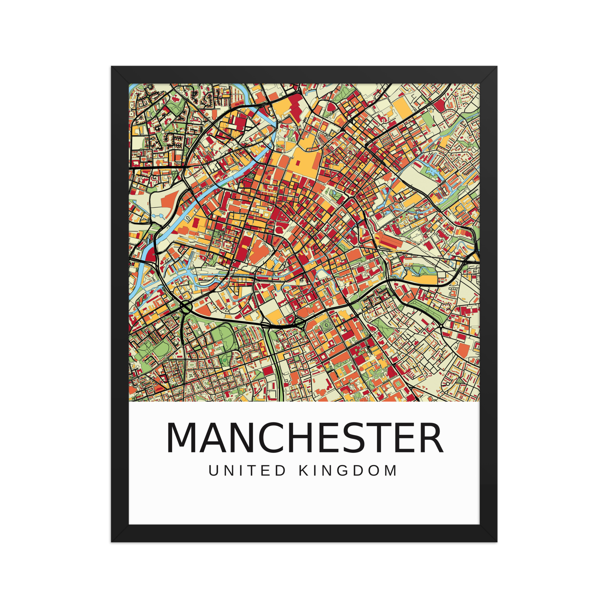 Framed Poster - Manchester UK - Artistic Map - Colourful-Jazzy - Image 8