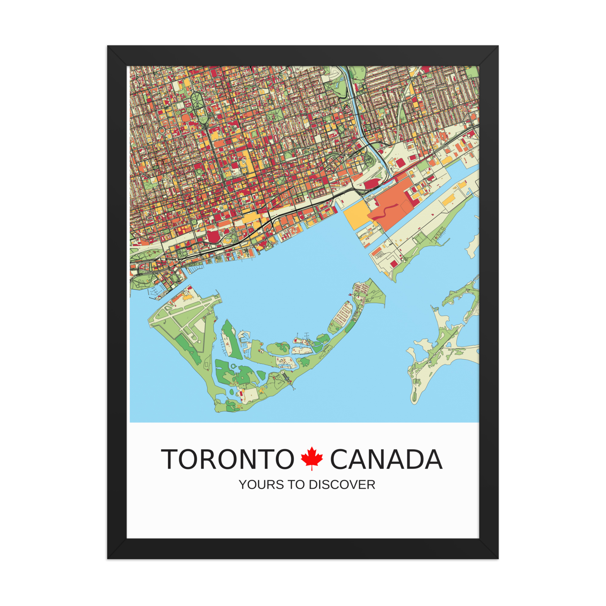 Framed Poster - Toronto Canada - Artistic Map - Colourful-Jazzy
