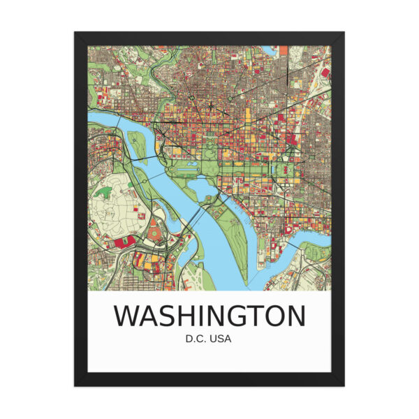 Framed Poster - Washington USA - Artistic Map - Colourful-Jazzy