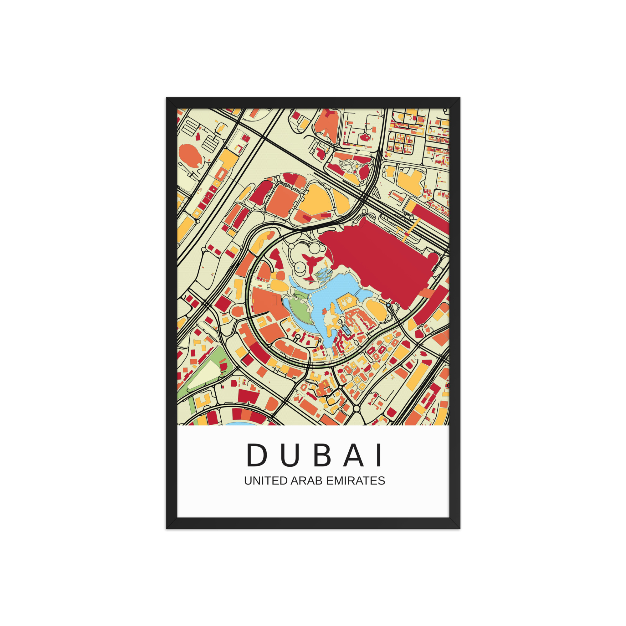 Framed Poster - Dubai UAE - Artistic Map - Colourful-Jazzy - Image 11