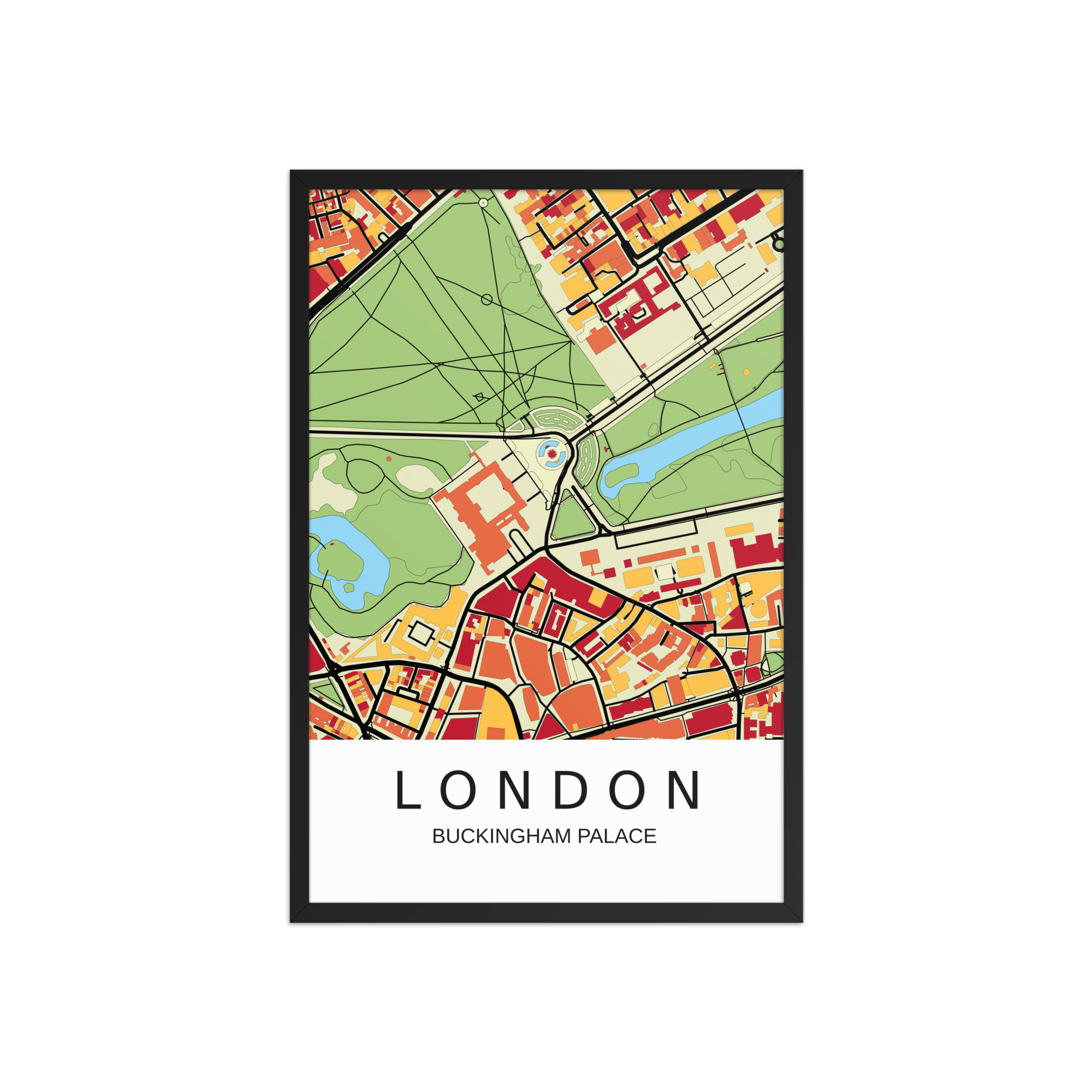 Framed Poster - Buckingham Palace London UK - Artistic Map - Colourful-Jazzy - Image 11