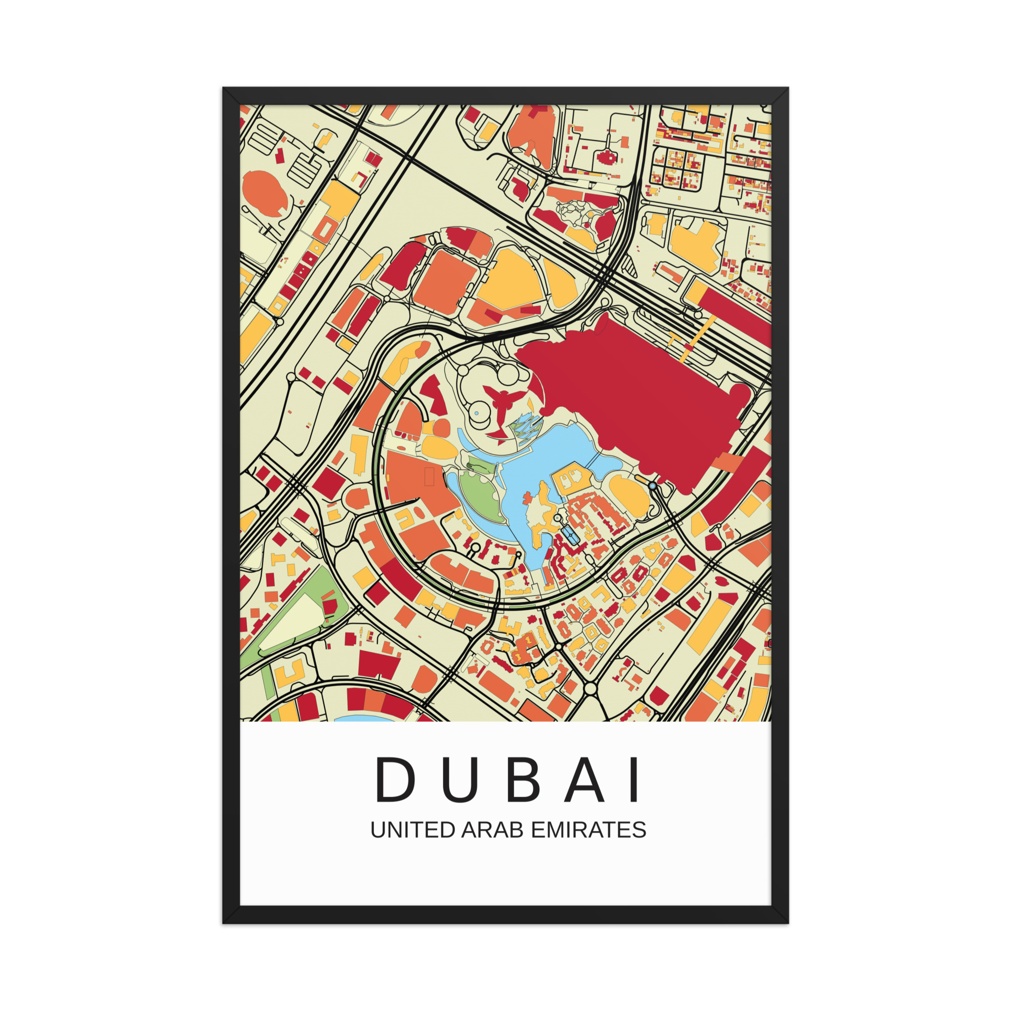 Framed Poster - Dubai UAE - Artistic Map - Colourful-Jazzy - Image 13