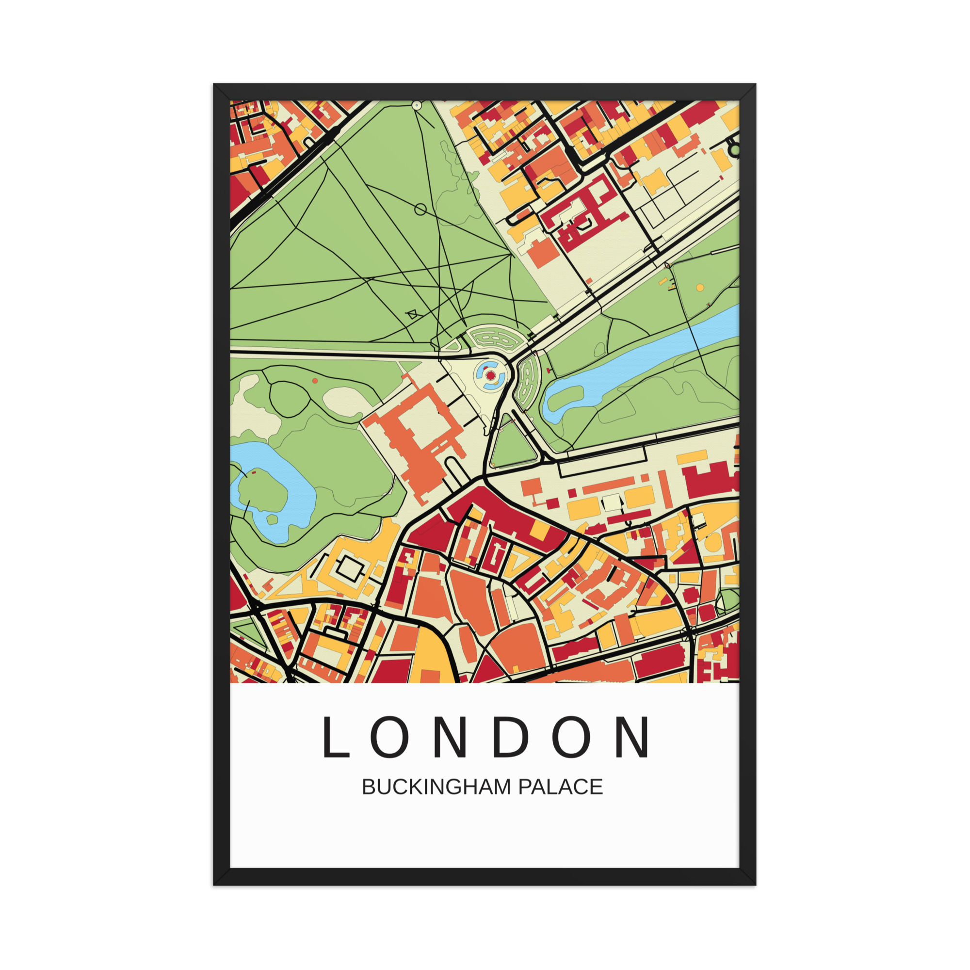 Framed Poster - Buckingham Palace London UK - Artistic Map - Colourful-Jazzy - Image 13