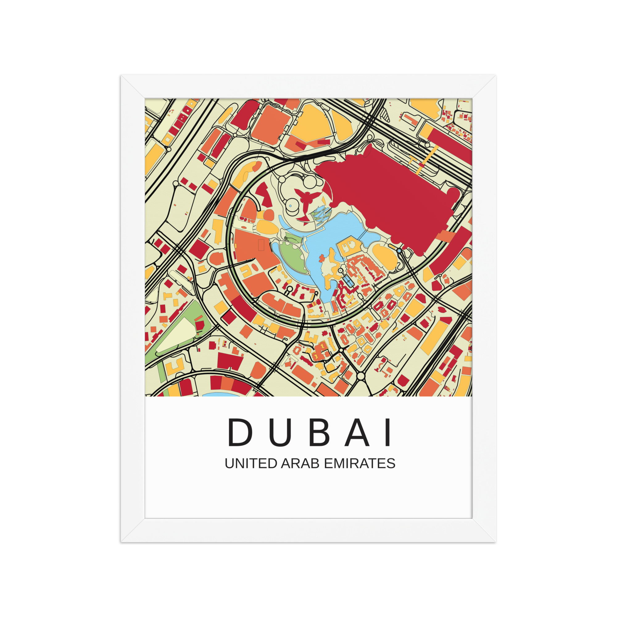 Framed Poster - Dubai UAE - Artistic Map - Colourful-Jazzy - Image 3