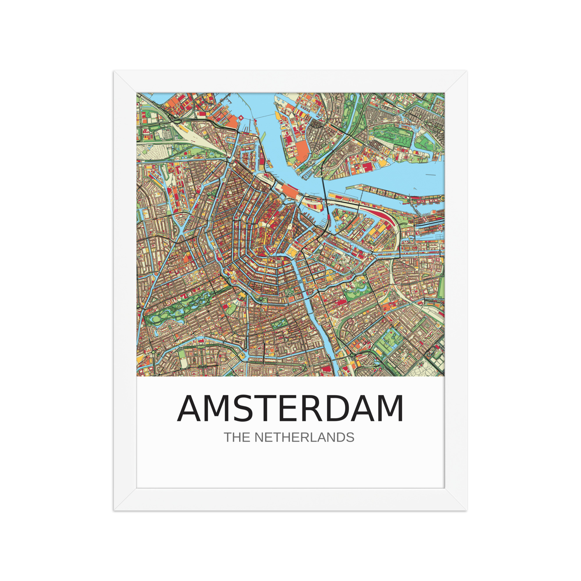 Framed Poster - Amsterdam NL - Artistic Map - Colourful-Jazzy - Image 3