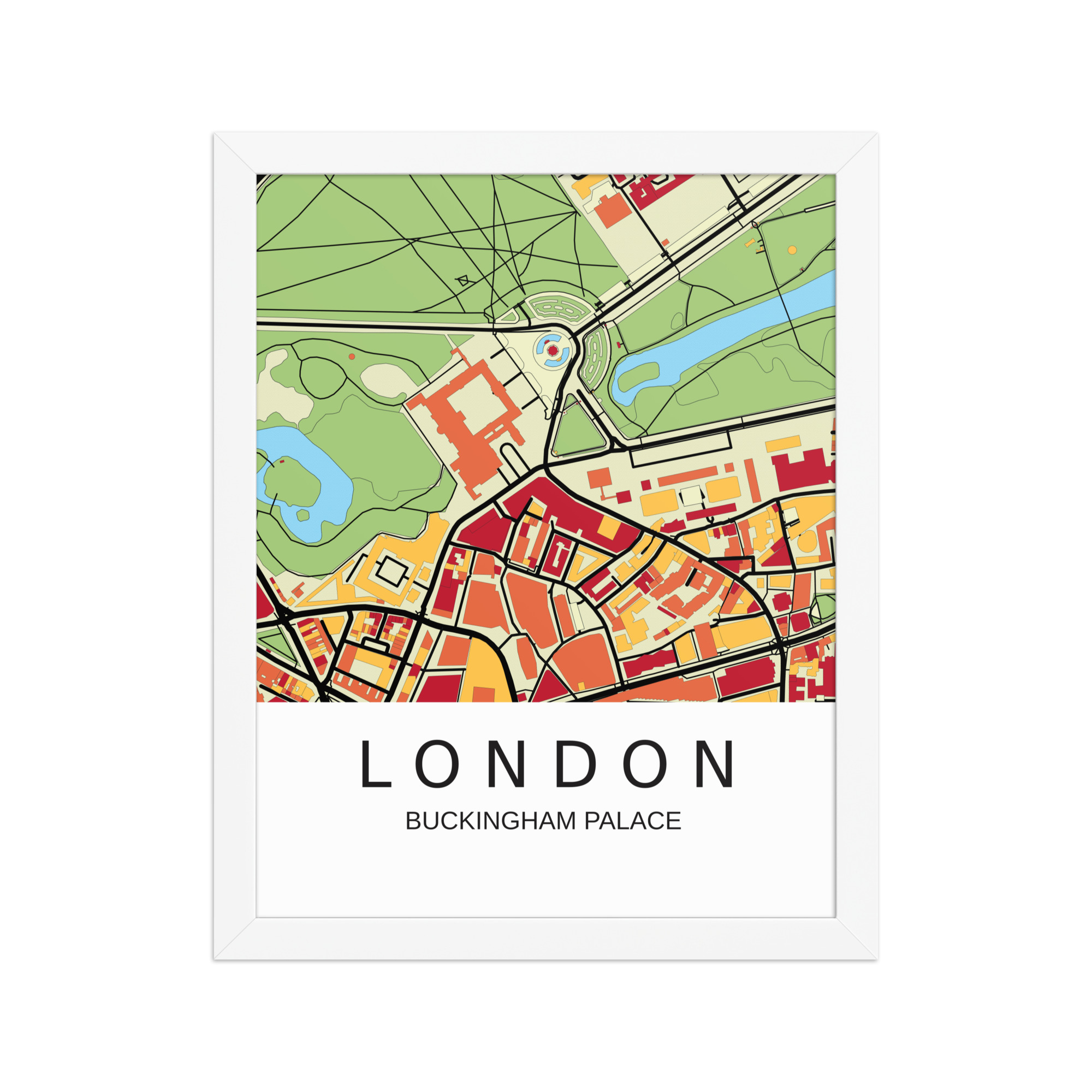 Framed Poster - Buckingham Palace London UK - Artistic Map - Colourful-Jazzy - Image 3