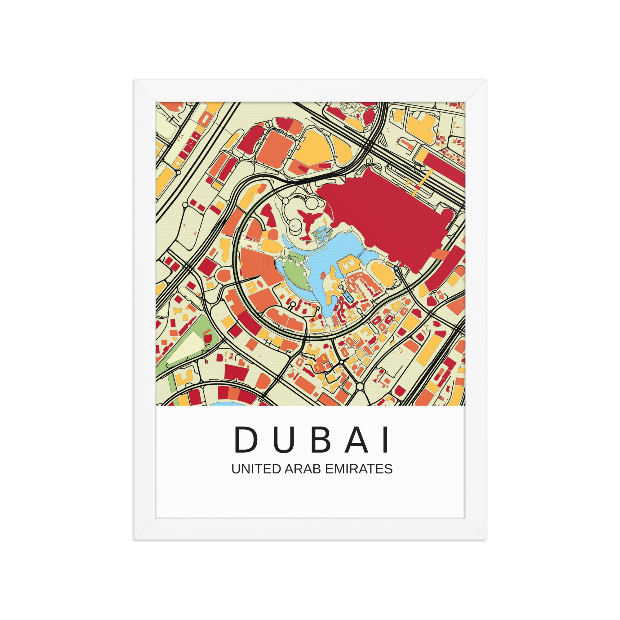 Framed Poster - Dubai UAE - Artistic Map - Colourful-Jazzy - Image 5