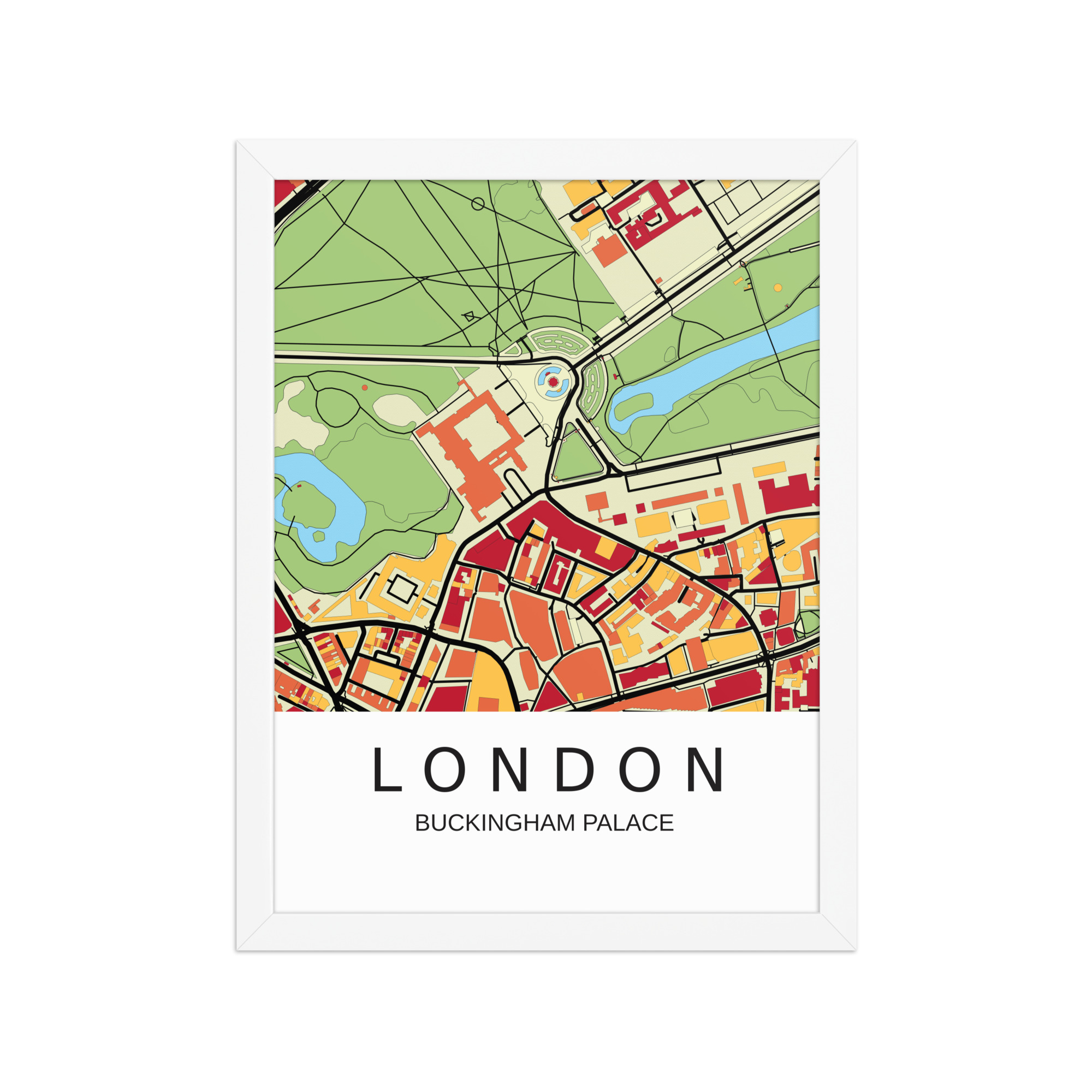 Framed Poster - Buckingham Palace London UK - Artistic Map - Colourful-Jazzy - Image 5